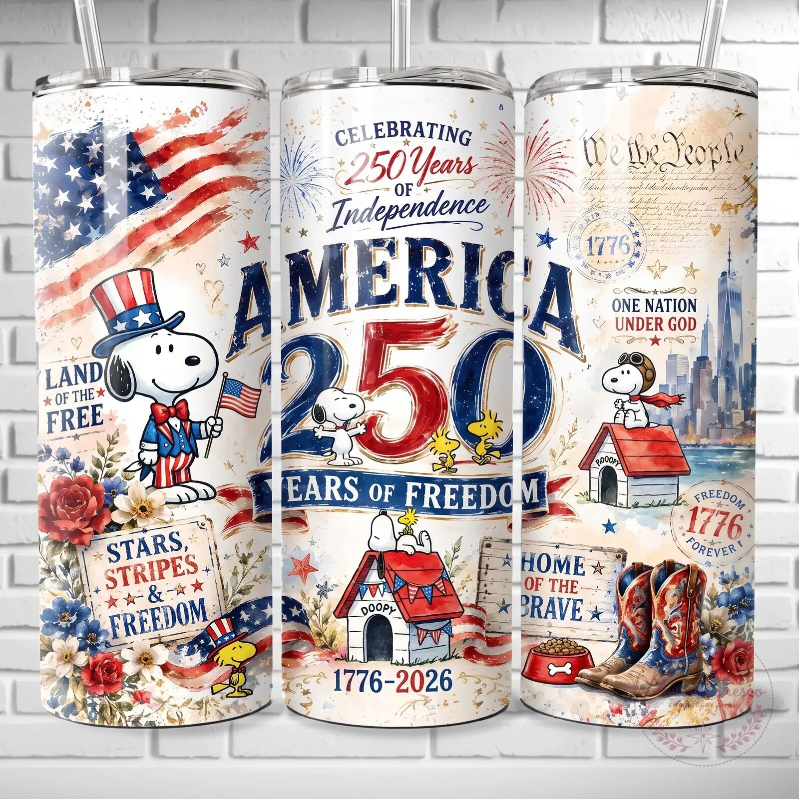Snoopy Celebrating 250 Years of American Independence Tumbler Cup