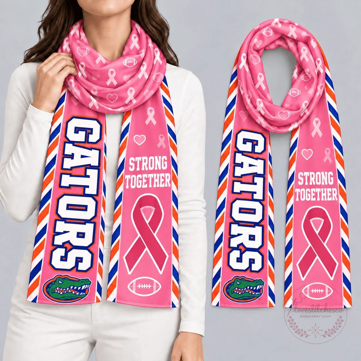 Florida Gators Breast Cancer Awareness Strong Together Football Scarf