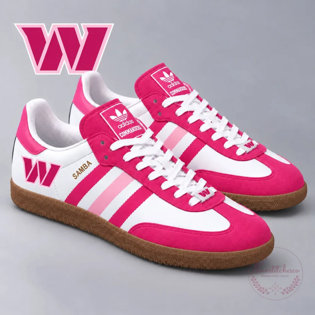 Washington Commanders NFL Pink Breast Cancer Awareness Samba Shoes Washington Commanders NFL Pink Breast Cancer Awareness Samba Shoes