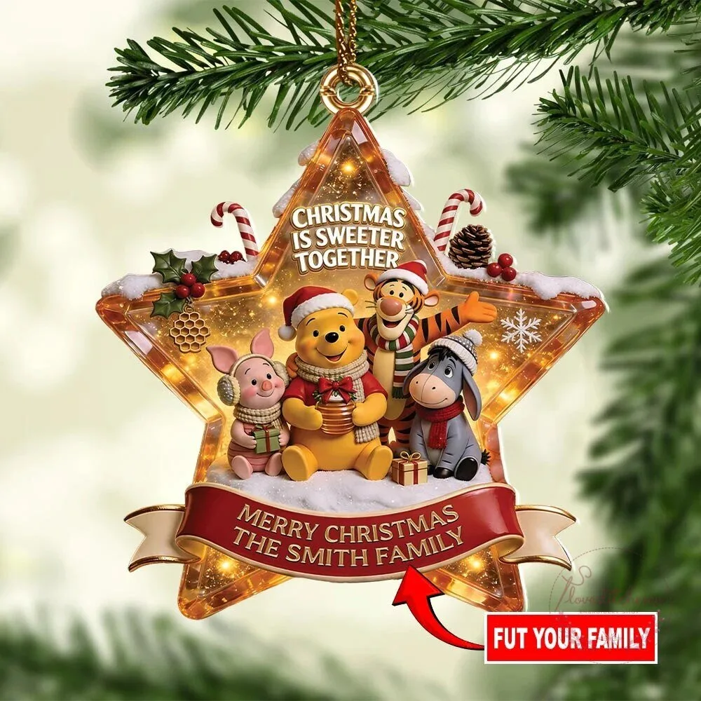Personalized Winnie the Pooh Christmas Is Sweeter Together Star Ornament