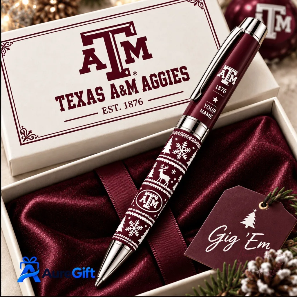 Texas A&M Aggies Christmas Pattern Personalized Ballpoint Pen Texas A&M Aggies Christmas Pattern Personalized Ballpoint Pen